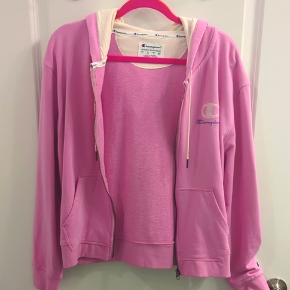 "Champion" Women's French Terry Full Zip Hoodie, Left Chest Script Size ( L ) - Picture 5 of 10